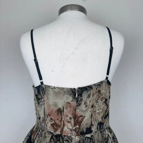 Cider Dress Women L Cat Lover Tapestry Jacquard Jumper Vintage Pinafore - Picture 7 of 15